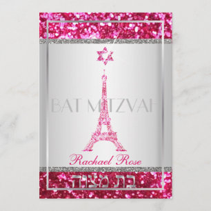 Convites PixDezines faux glitter eifflel/Bat Mitzvah