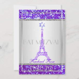 Convites PixDezines faux glitter eifflel/Bat Mitzvah