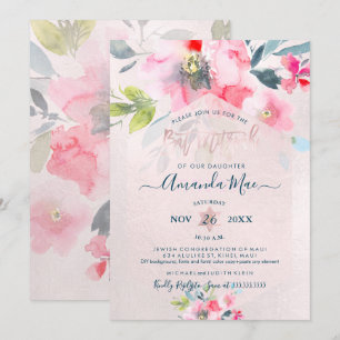 Convites PixDezines Floral Aquarela Bat Mitzvah, Ombre