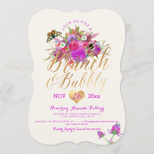 Convites PixDezines Floral Watercolor Brunch+Borracha