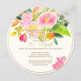 Convites PixDezines Floral Watercolor/Peonies/Bat Mitzvah