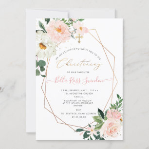 Convites PixDezines Flores Aquarela Beije Batismo