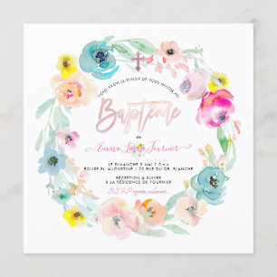 Convites PixDezines Flores Aquarela, le Jardin Baptême