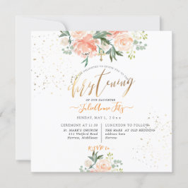 Convites PixDezines Flores de Aquarela Rosa Claro Batizado
