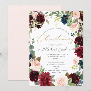 Convites PixDezines Flores de BlushNatal de Aquarela