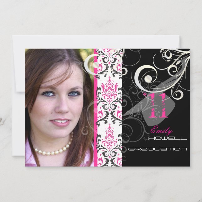Convites PixDezines Formatura 201x, Rossi Damask (Frente)
