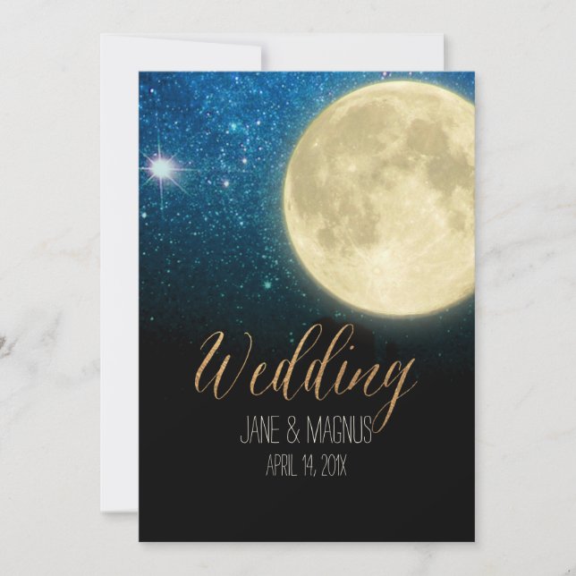 Convites PixDezines Full Moon Midnight Sky/Collage NASA (Frente)