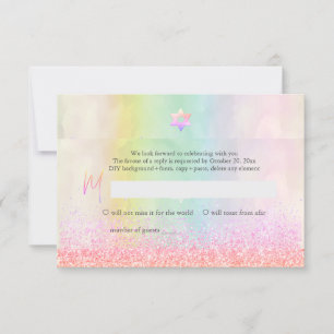 Convites PixDezines Glitter Cotton Candy Bat Mitzvah RSVP
