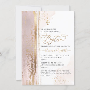 Convites PixDezines H2 Batismo Rosa Esmagado