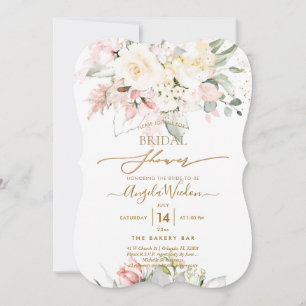 Convites PixDezines H2 Blush Alabaster Rosas Chá de Bebê de