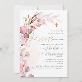 Convites PixDezines H2 Blush Empoeirado Folhagem Primeira C