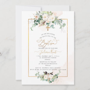 Convites PixDezines H2 Blush Rosas Baptism