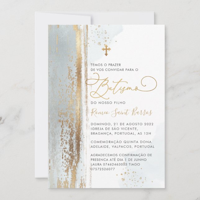 Convites PixDezines H2 Dusty Batismo Azul (Frente)