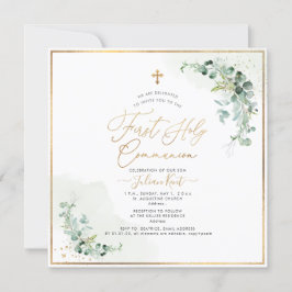 Convites PixDezines H2 Eucalyptus Primeira Comunhão Sagrada