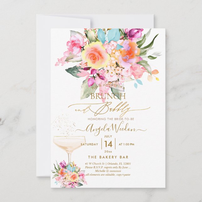 Convites PixDezines H2 Fiesta Summer Rosas Brunch (Frente)