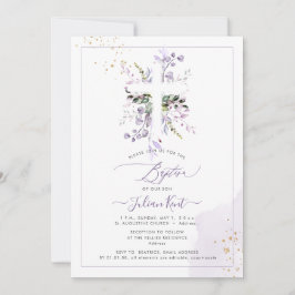Convites PixDezines H2 Lilás Roxo Eucalipto Batismo