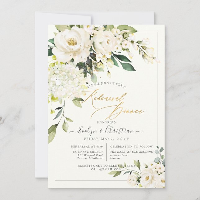 Convites PixDezines H2 Rosas Alabaster Janto de ensaio (Frente)