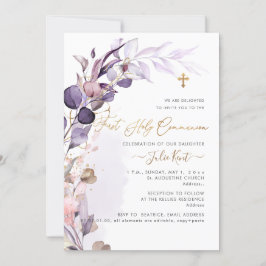 Convites PixDezines H2 Roxo Empoeirado Foliagem de Goma Com