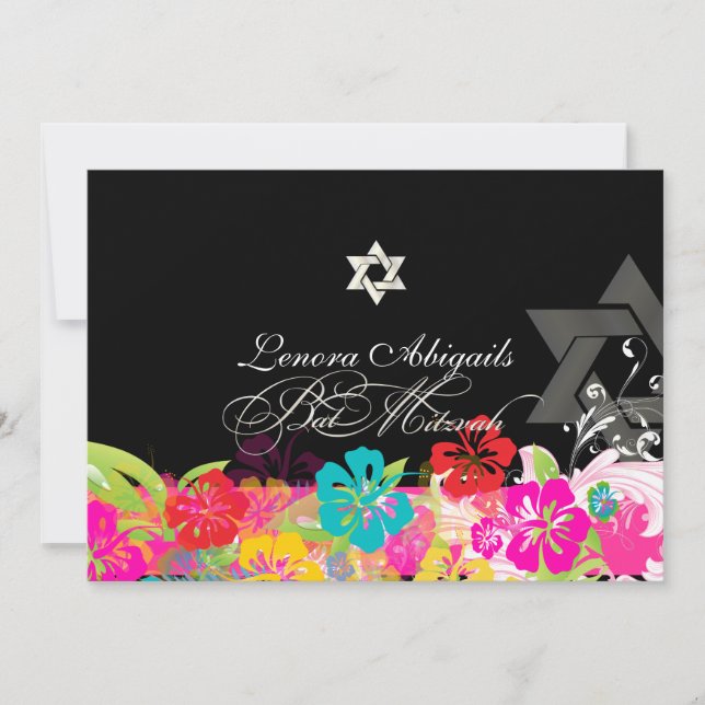 Convites PixDezines hibiscus/Bat Mitzvah (Frente)