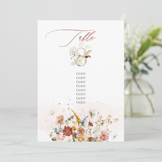 Convites PixDezines Jardim de Outono em Aquarela Flores Mes (Em pé/Frente)