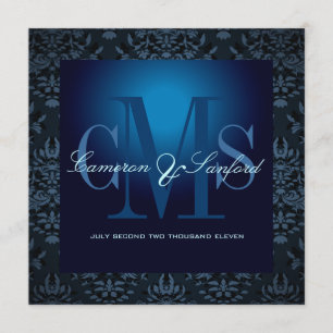 Convites PixDezines jóias damasco / safira azul