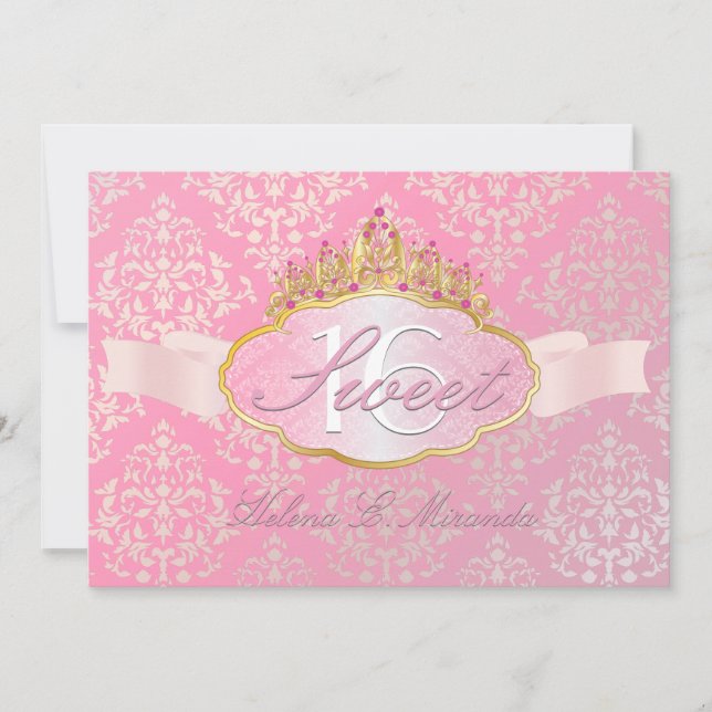 Convites PixDezines josephine damasco doce 16/tiara (Frente)