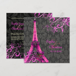 Convites PixDezines LA TORRE EIFFEL/ROSA/DIY COR
