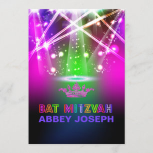 Convites PixDezines Laser / Luzes de Neon Bat Mitzvah