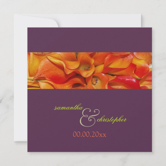 Convites PixDezines LÍRIO CALLA LARANJA / PAPEL PEROLADO Lu (Frente)