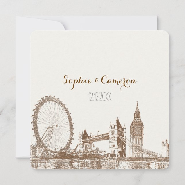 Convites PixDezines londres/cor de fundo DIY (Frente)