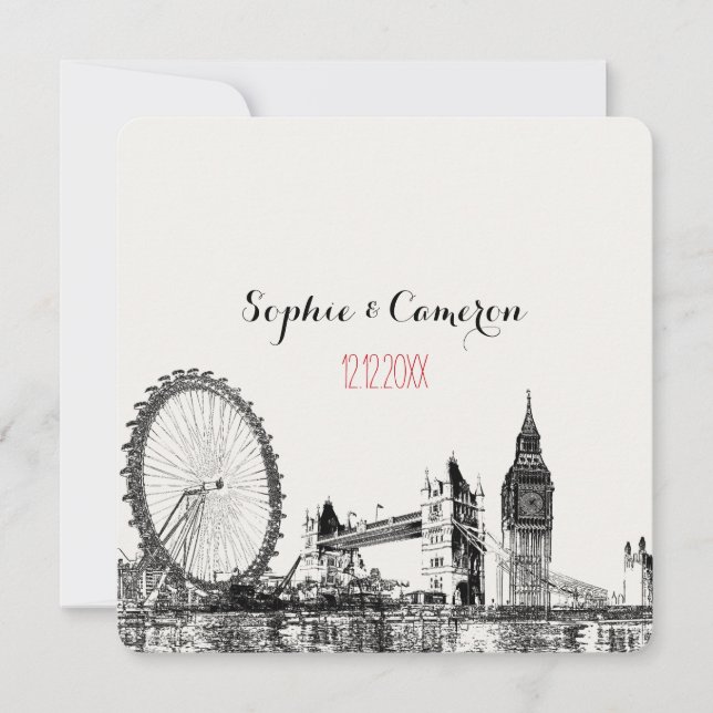 Convites PixDezines londres/cor de fundo DIY (Frente)