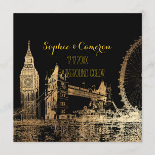Convites PixDezines Londres/Folha de Ouro Falso/Plano de fu