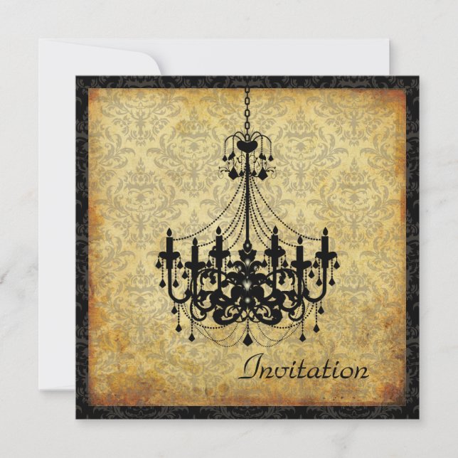 Convites PixDezines Lustre Antigo+damask,  pergaminho (Frente)