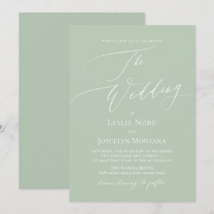 Convites PixDezines Luxe-Caligrafia Cores de NY Celadon