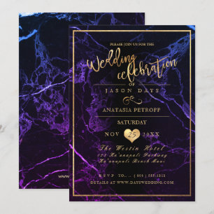 Convites PixDezines Marble/Faux Dourado/Celebração de Cas