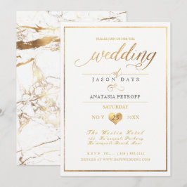 Convites PixDezines Marble/Faux Dourado/Celebração de Casam