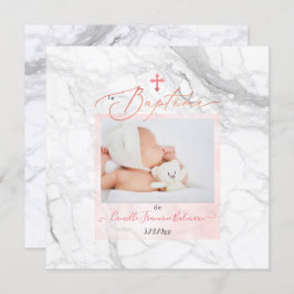 Convites PixDezines Marbre Blanc, Baptême File