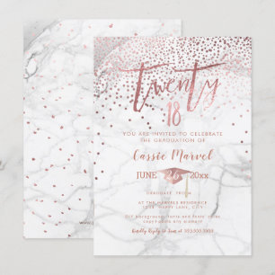 Convites PixDezines Mármore Tom de Rosa Dourado Falso 2018 