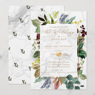 Convites PixDezines Mármore Verde Ouro Coração