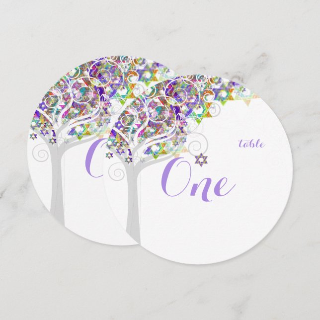 Convites PixDezines mesa n. árvore da vida Bat Mitzvah (Frente/Verso)