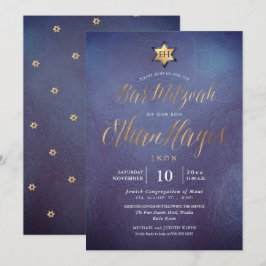 Convites PixDezines Minimalista Azul Ombre Mitzvah, Script