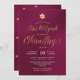 Convites PixDezines Minimalista Burgundy Mitzvah, Script
