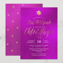 Convites PixDezines Minimalista Mitzvah magenta, Script