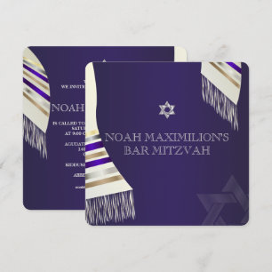 Convites PixDezines mitzvah/tallit roxo/fundo DIY