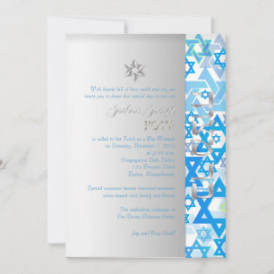 Convites PixDezines mod estrelas/Bar Mitzvah/azul escuro/pr