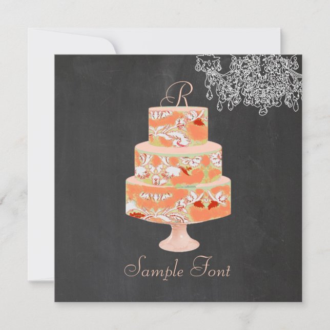 Convites PixDezines monograma alice floral bolo (Frente)