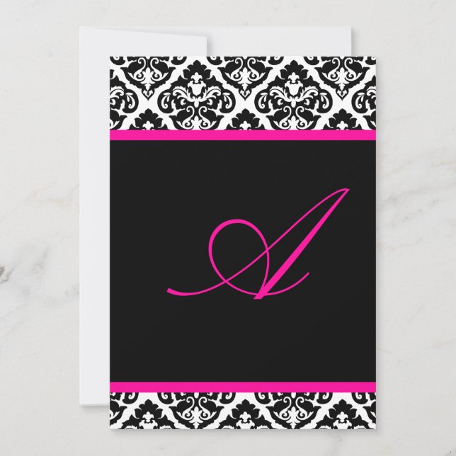Convites PixDezines monogramas olivia damask/ DIY color+fon (Frente)