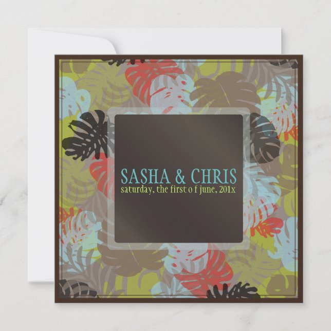 Convites PixDezines Monstera, Folhagem tropical/cor seca (Frente)