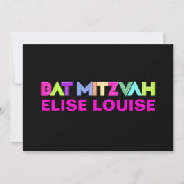 Convites PixDezines Neon Lights Bat Mitzvah
