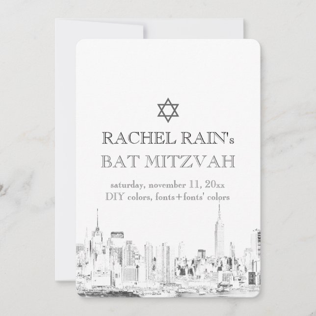 Convites PixDezines NYC mitzvah urbano/dez (Frente)